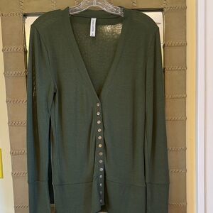 Zenana Outfitters Olive Button-Up Cardigan